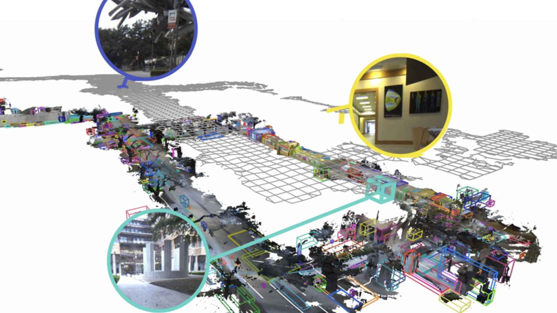 MIT robot memory map showing detected objects and linked scene images used by the DAAAM artificial intelligence system.