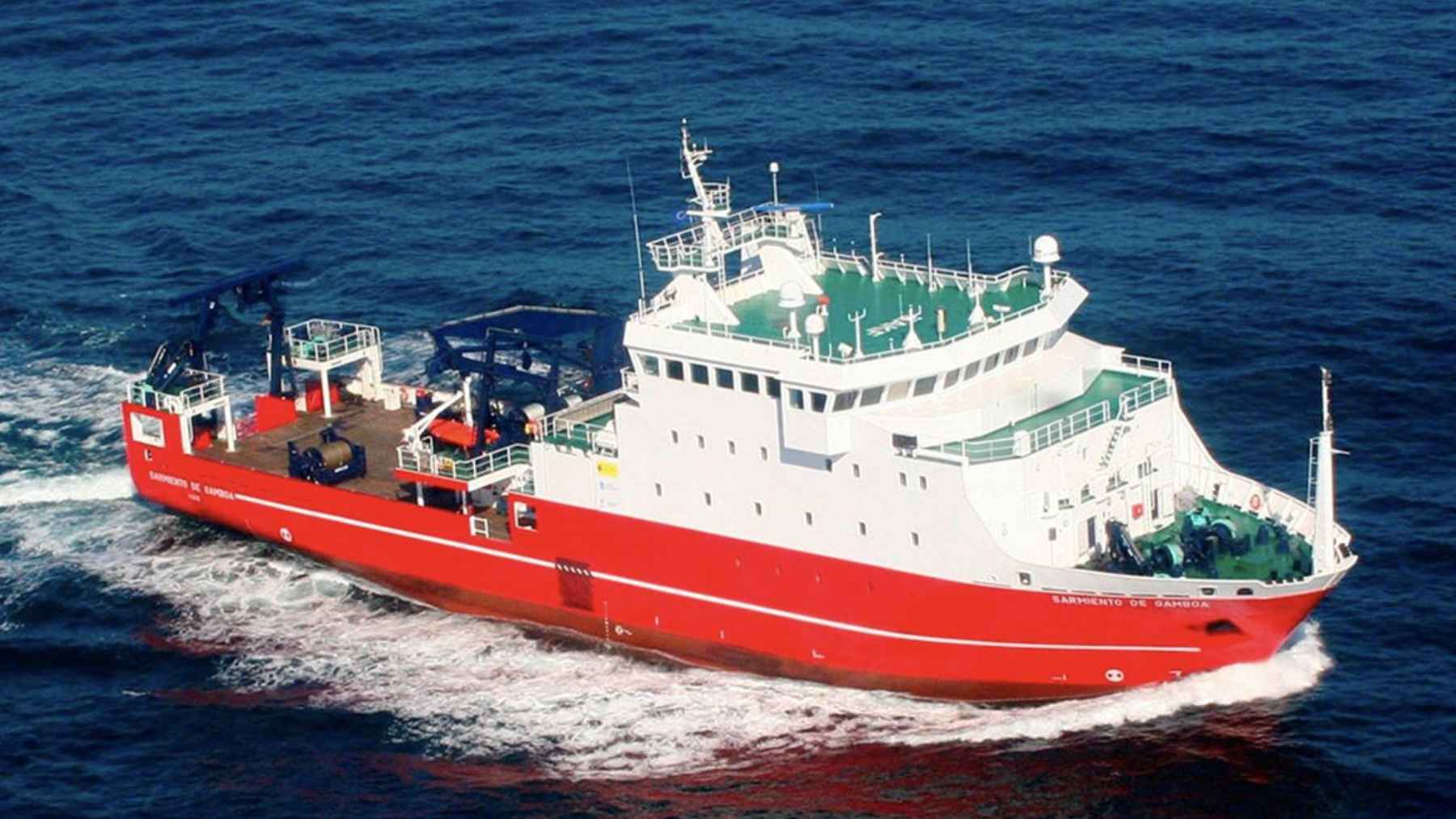 The Spanish research vessel Odón de Buen sails during the MORIA 2 expedition to study Mediterranean Outflow Water and its influence on the Atlantic Meridional Overturning Circulation (AMOC).