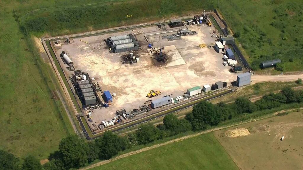 Aerial view of Horse Hill oil well site in Surrey linked to earthquake investigation