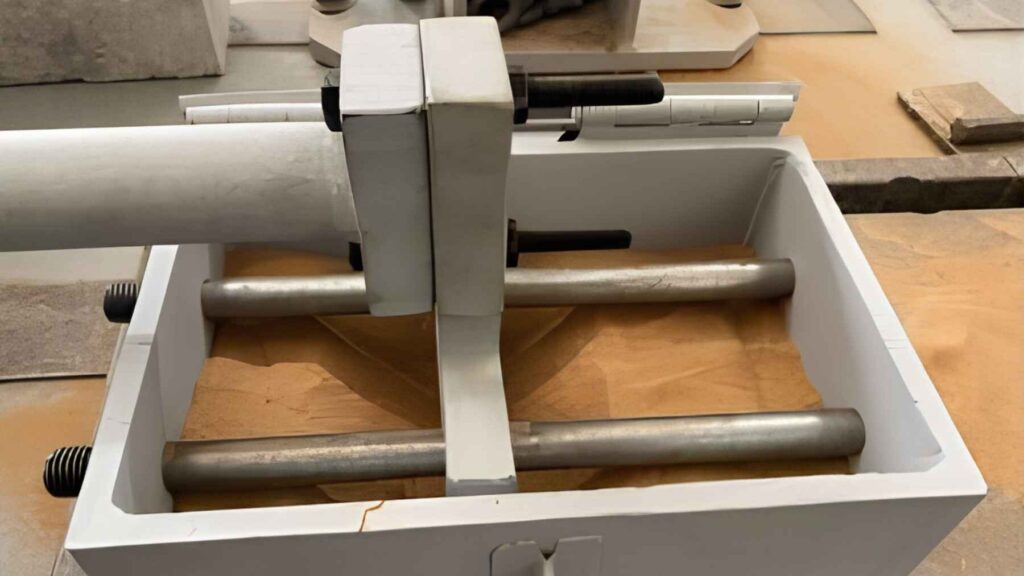 Prototype of a pressurized sand structural damper developed to absorb vibrations in buildings and bridges.