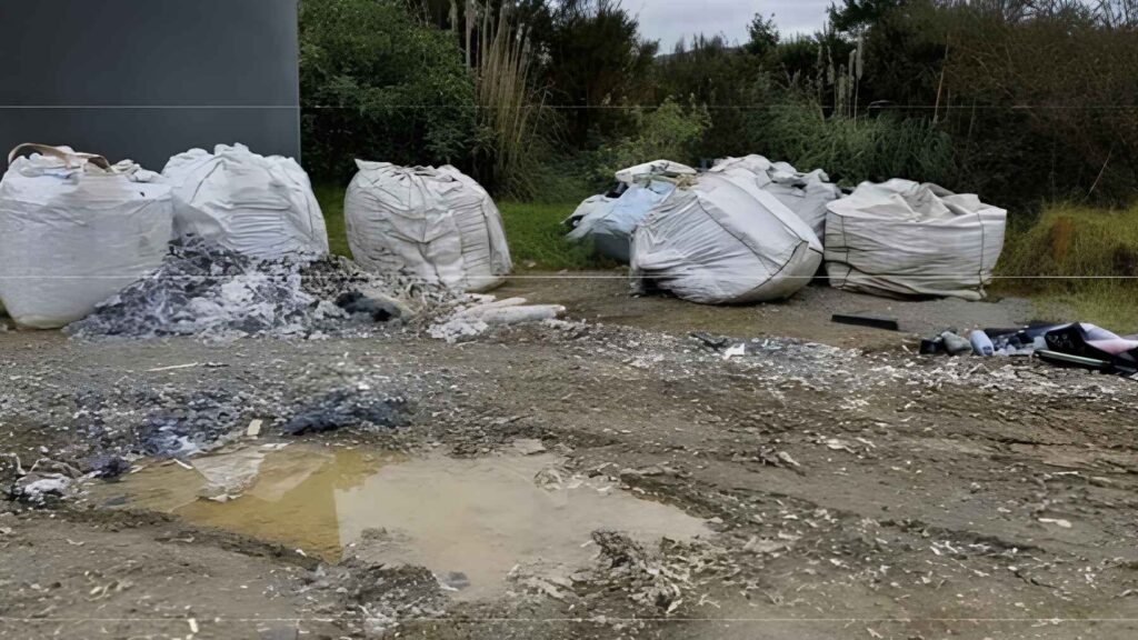 Plastic waste stored at the Black2Green pyrolysis facility in Whangārei, New Zealand.