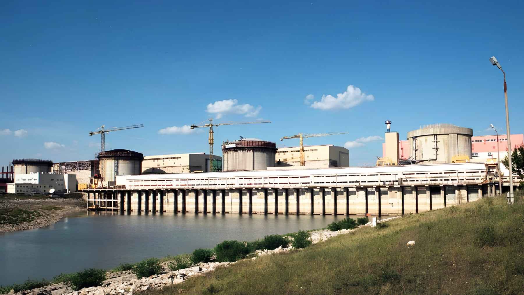 Cernavodă Nuclear Power Plant and its waterfront infrastructure in Romania.