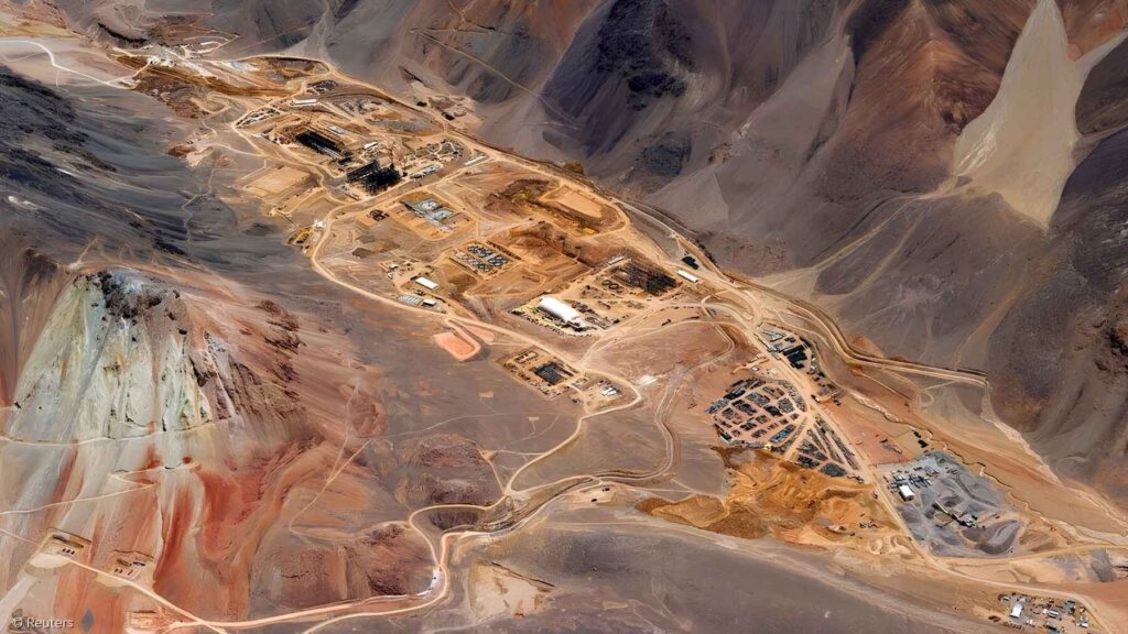 Aerial view of the Pascua Lama mining facilities in the Chilean Andes.