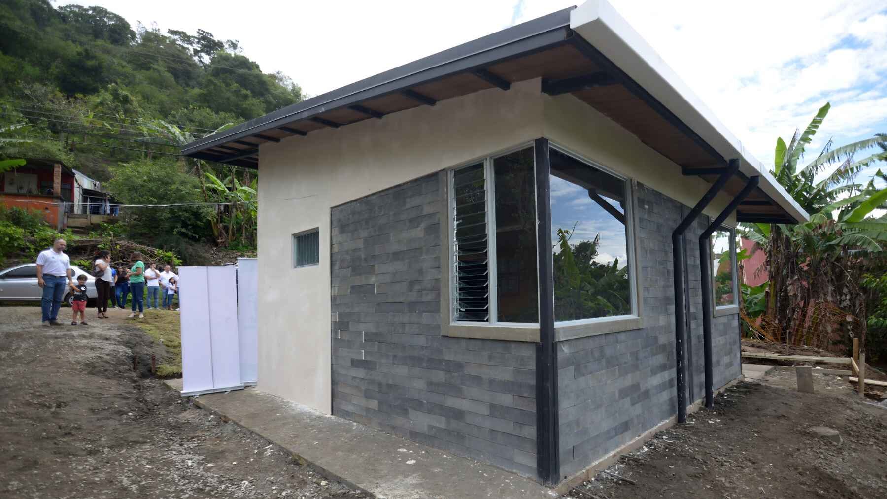 House built with recycled-plastic blocks in Alajuelita, Costa Rica.