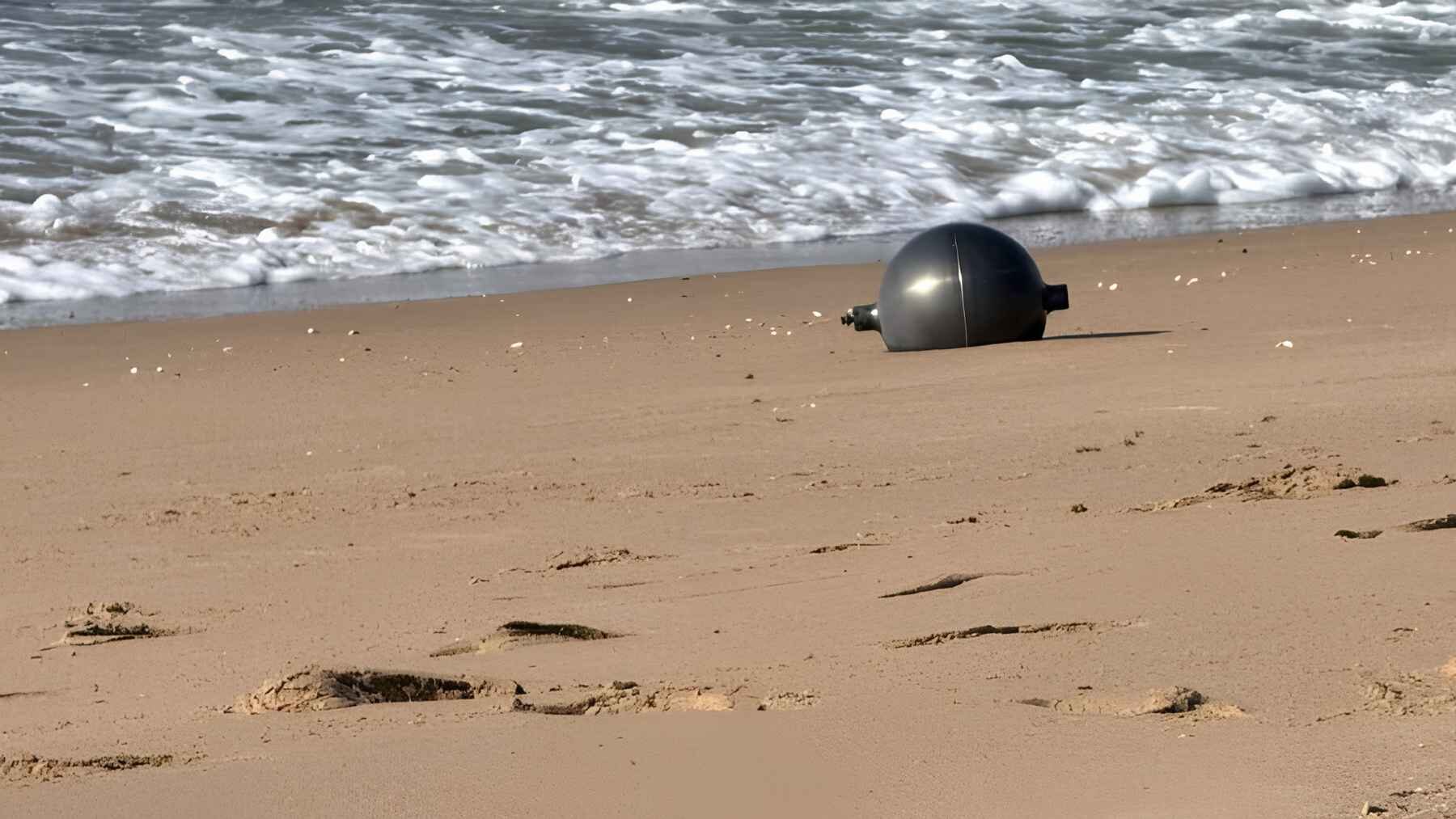 Metallic space debris lies on Forrest Beach in Queensland, Australia.
