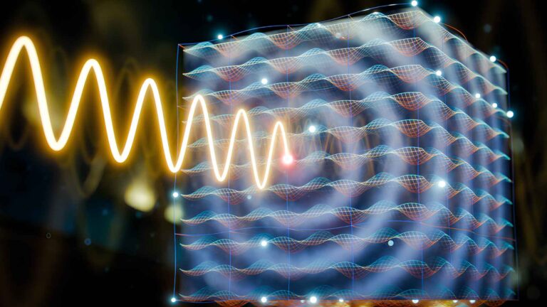 Illustration of light interacting with an all-optical photonic time crystal.