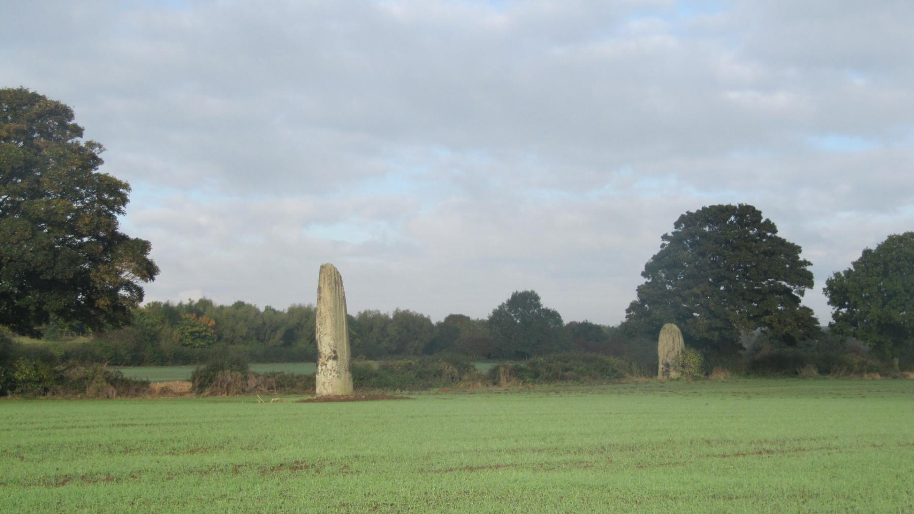 The Devil's Arrows standing stones in a field near Boroughbridge