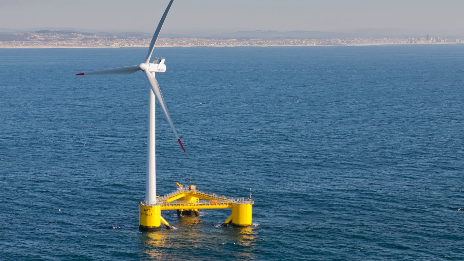 Floating offshore wind turbine prototype anchored off the coast of Portugal