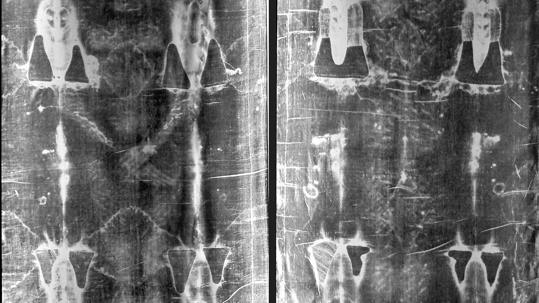 Full-length photographic negative of the Shroud of Turin