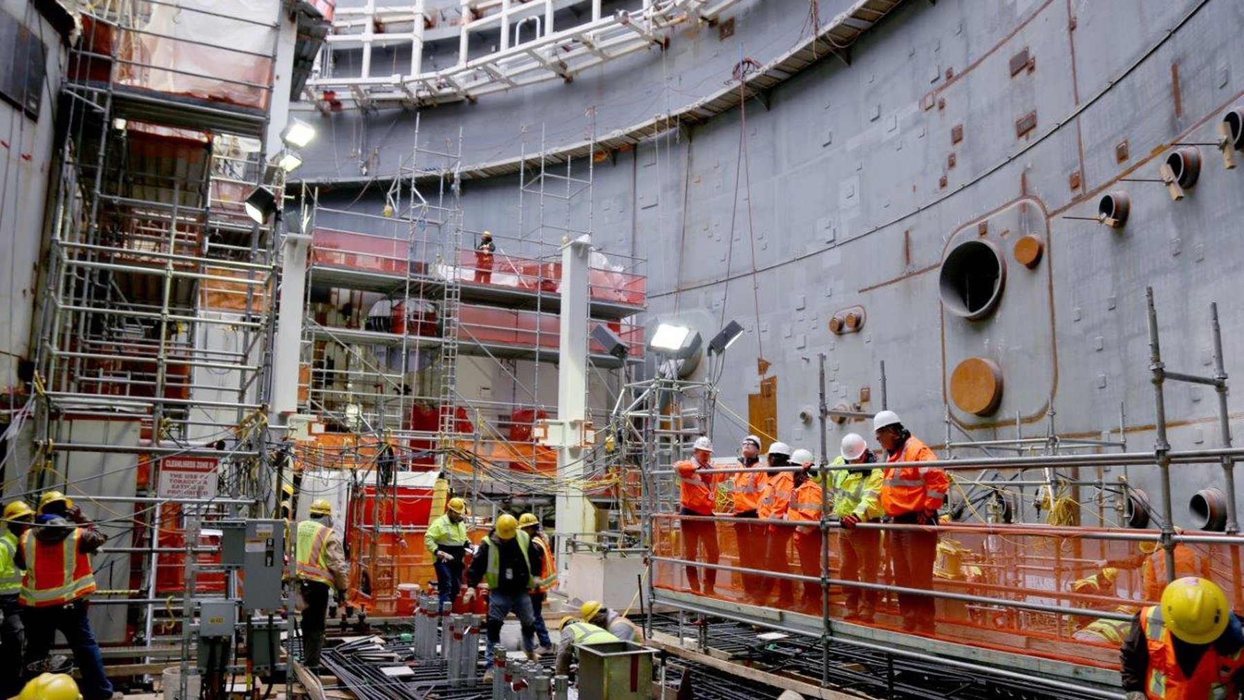 U.S. Nuclear Regulatory Commission officials inspecting construction inside Vogtle Unit 3 containment.