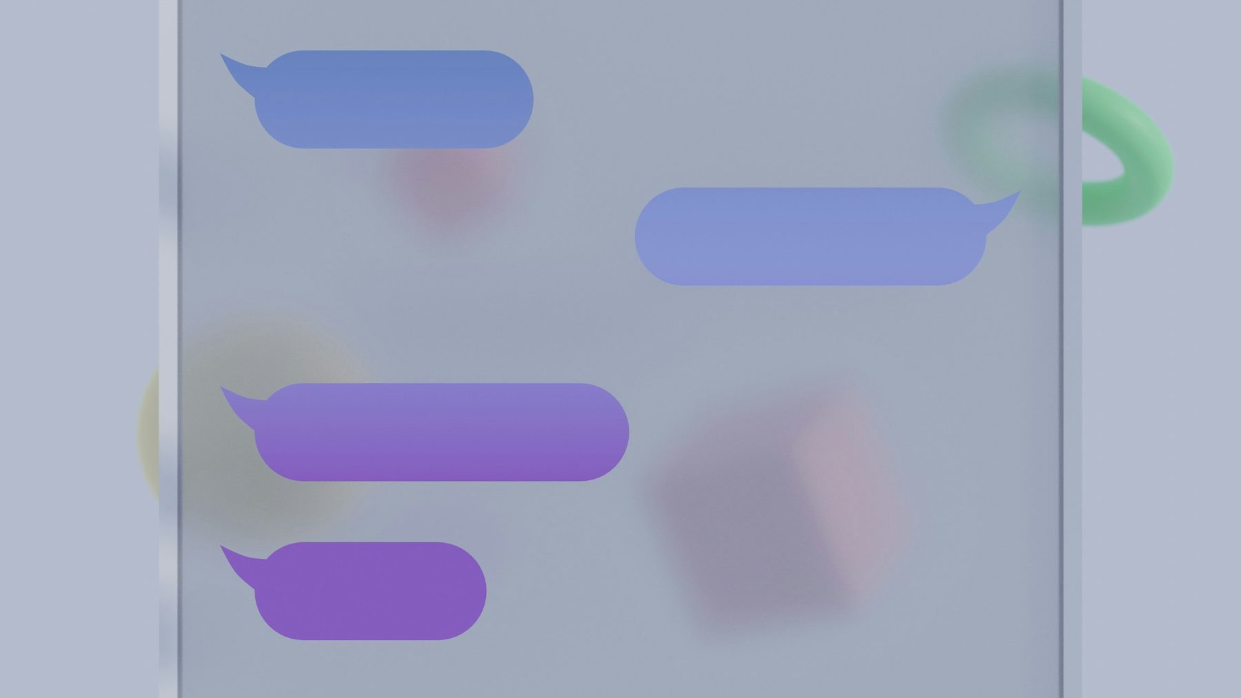 Purple chat speech bubbles on a translucent screen
