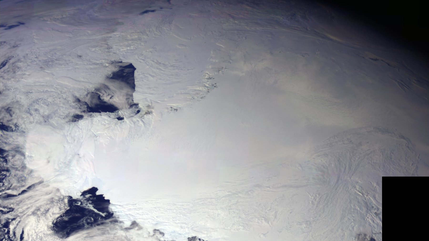 Satellite view of the Ross Ice Shelf in Antarctica