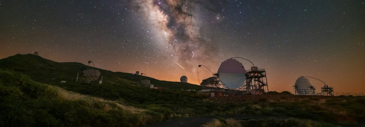 Observatory under the Milky Way at night