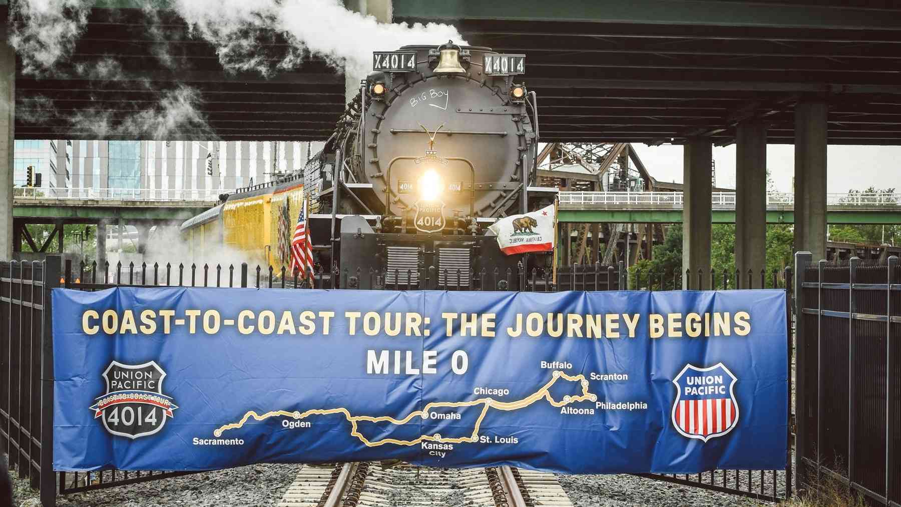 Union Pacific's Big Boy No. 4014 steam locomotive kicks off its coast-to-coast tour in Sacramento.