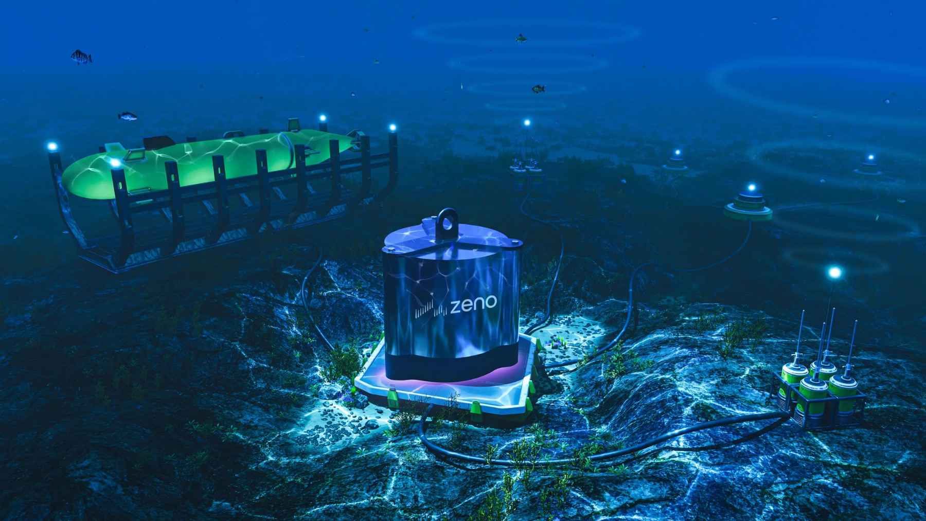 Concept image of a Zeno Power radioisotope power system operating on the seafloor.