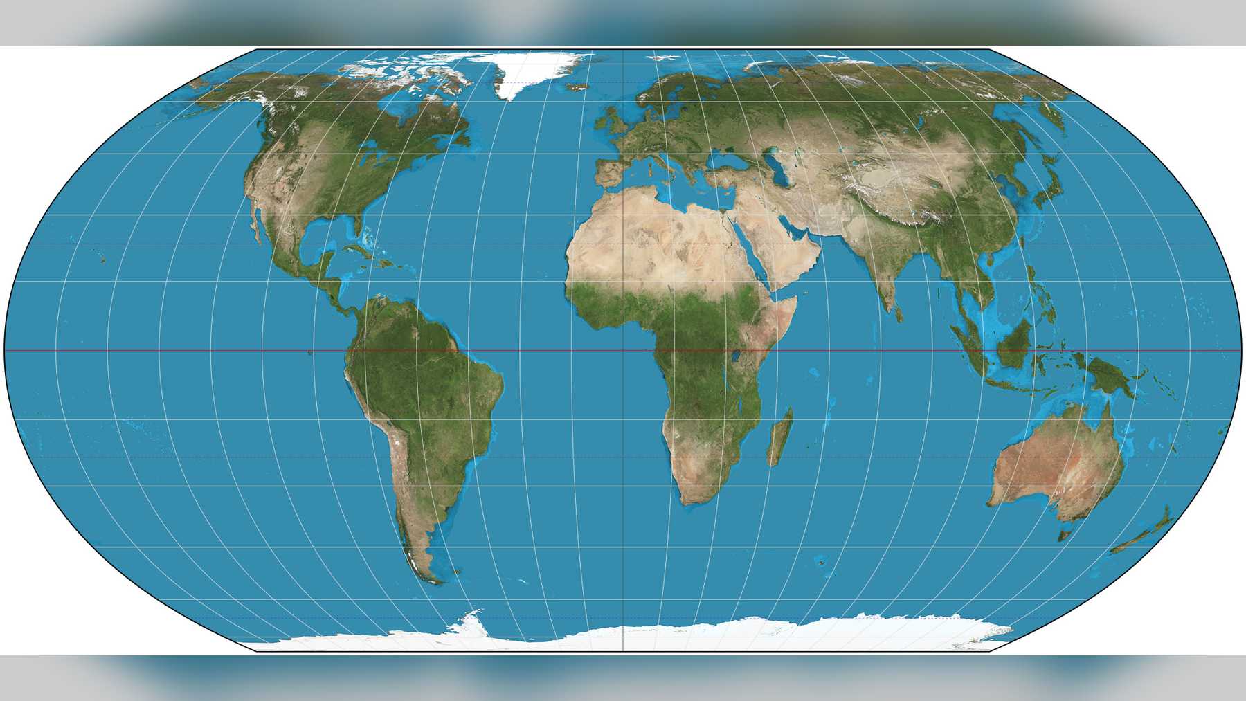World map drawn in the Equal Earth projection, which shows countries at their true relative size