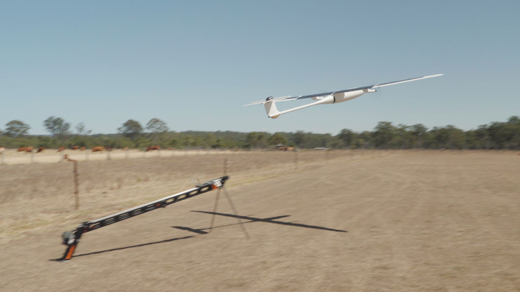 The Pegasus drone launching from its catapult in Queensland
