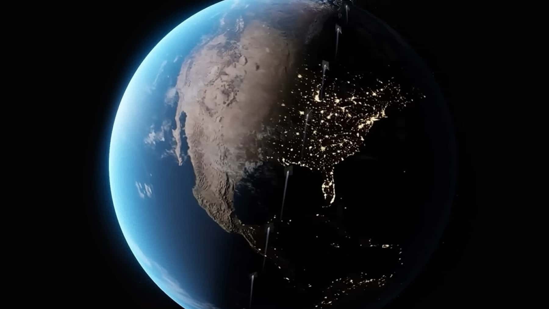 Vista del planeta Tierra desde el espacio mostrando la diferencia entre el día y la noche