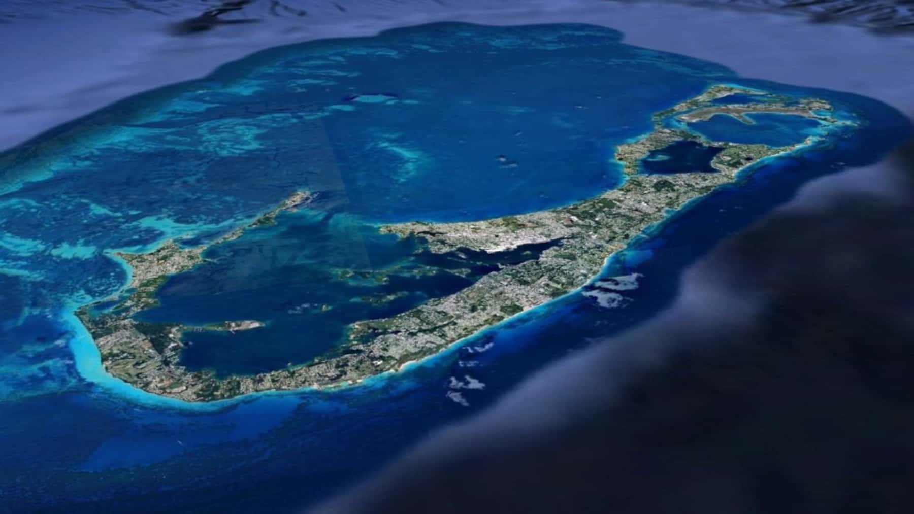 Vista aérea del área conocida como el Triángulo de las Bermudas en el océano Atlántico