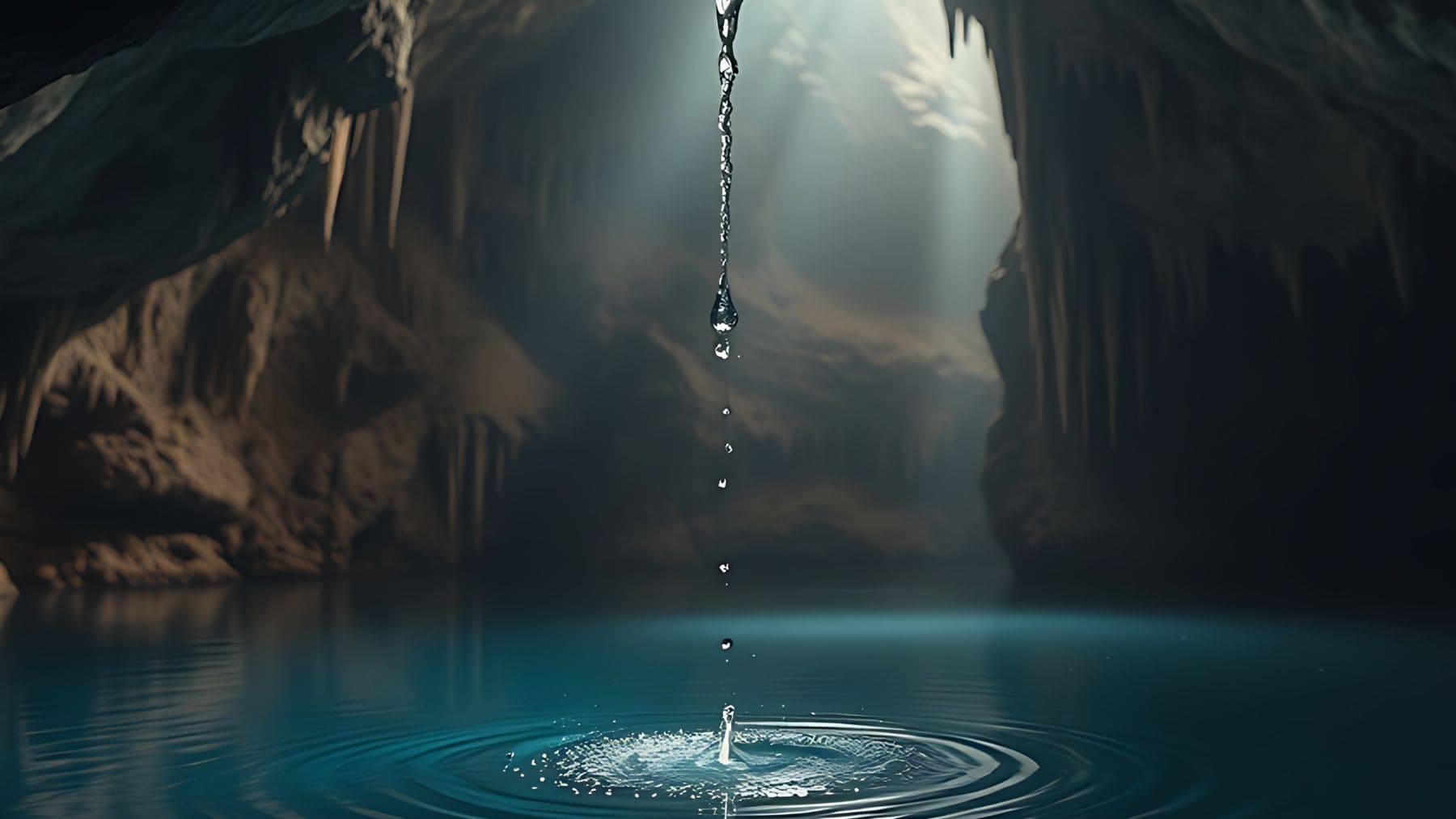 Científicos explorando el lago termal subterráneo Lake Neuron en la cueva Atmos de Albania.