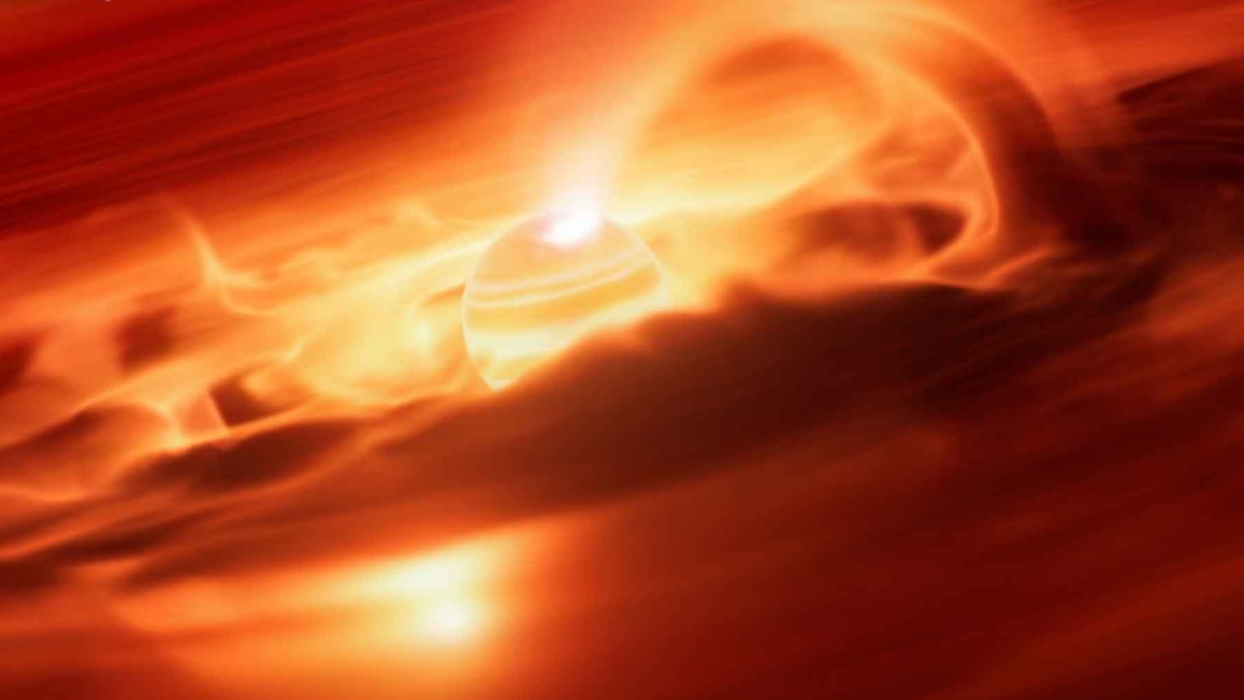 Ilustración del planeta vagabundo Cha 1107-7626 devorando gas y polvo de su disco de acreción