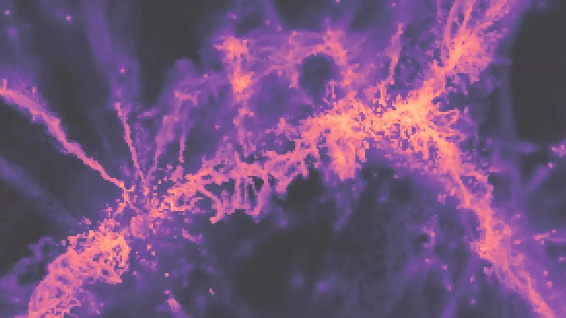 Imagen directa de un filamento de la red cósmica que conecta dos galaxias con cuásares a 12.000 millones de años luz.