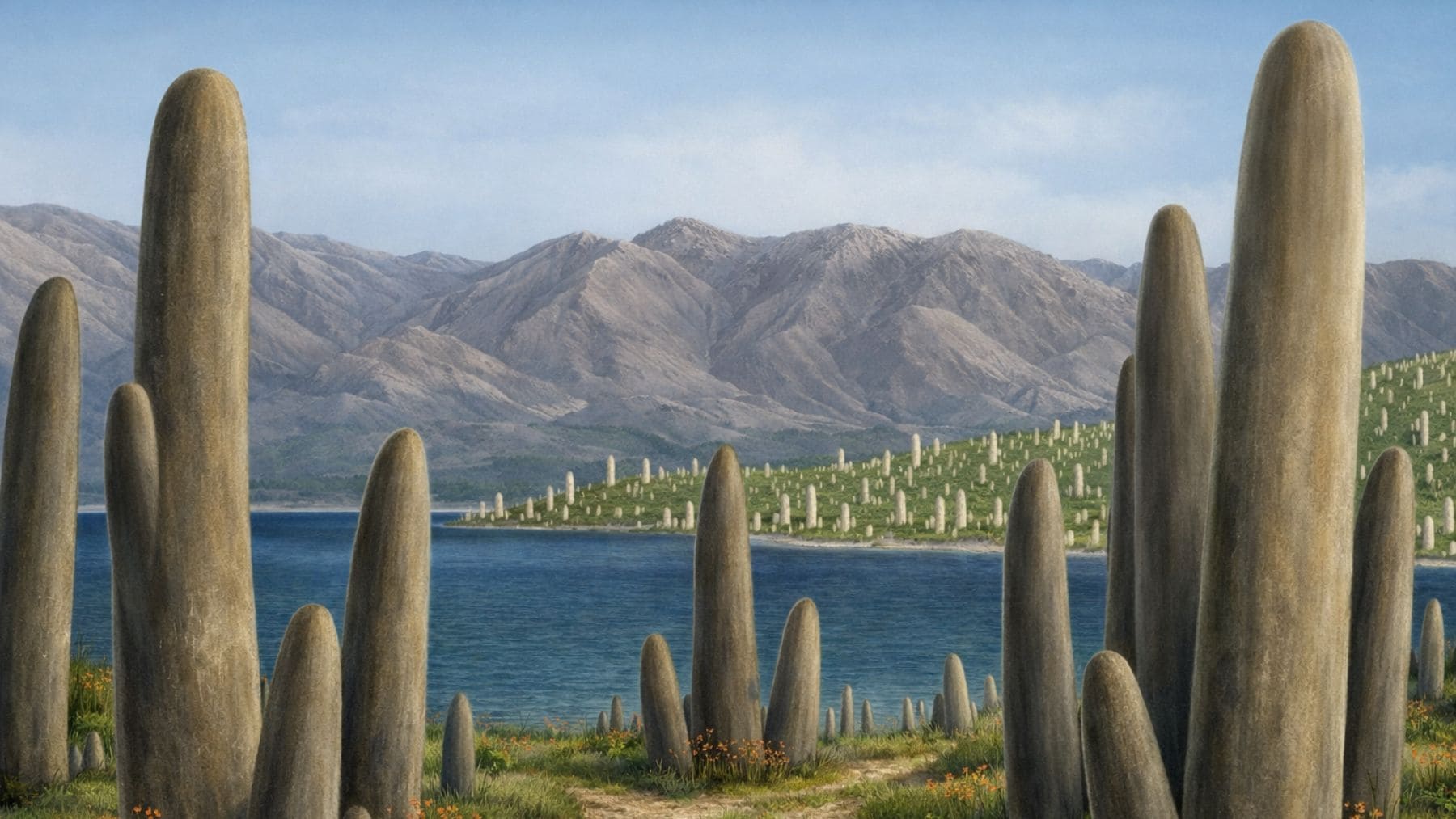 Reconstrucción de Prototaxites, el ser vivo gigante que dominó la Tierra antes de la aparición de los árboles.