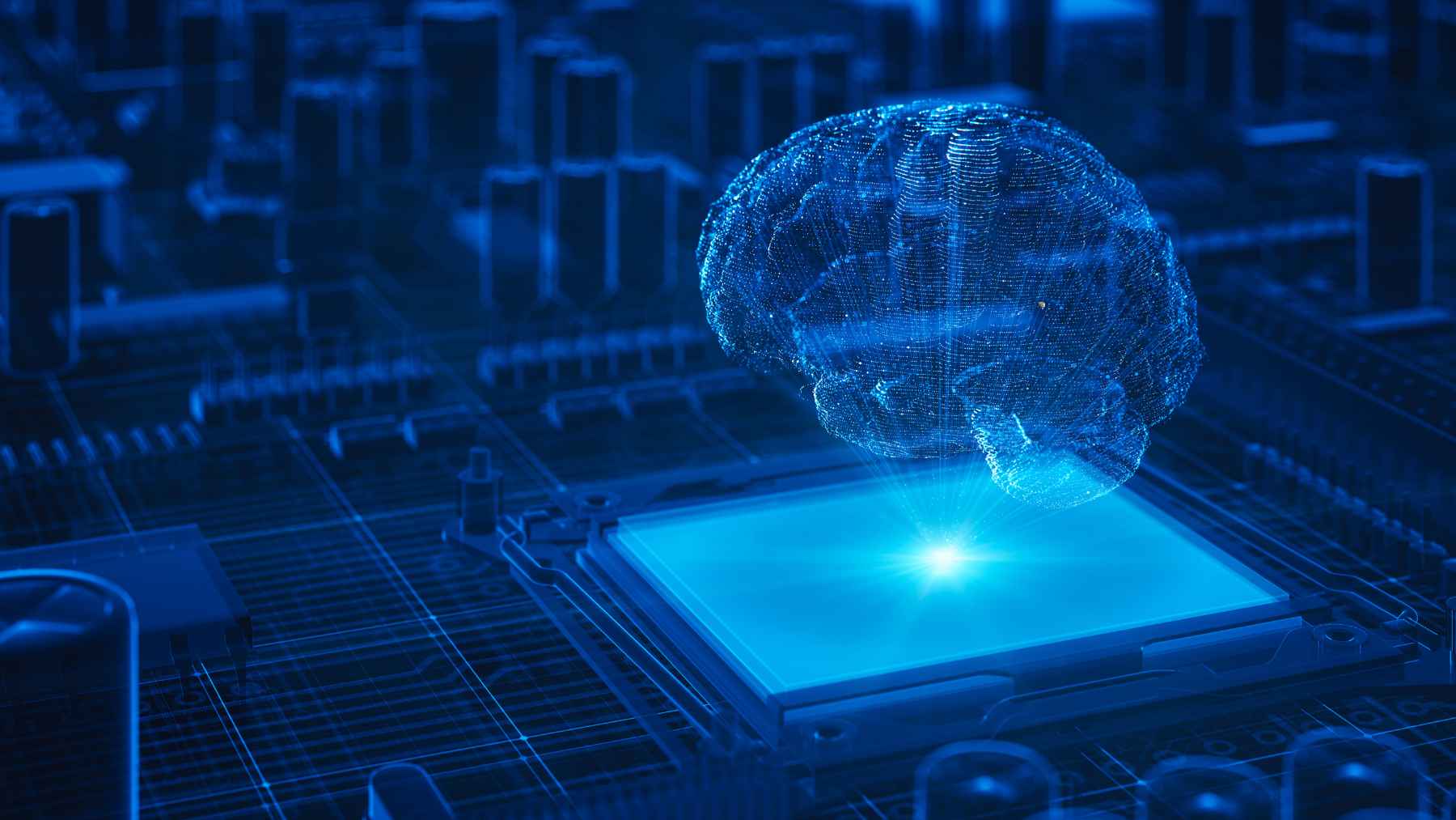 Ilustración de un cerebro digital sobre un chip que simboliza la inversión de TSMC en inteligencia artificial y semiconductores avanzados