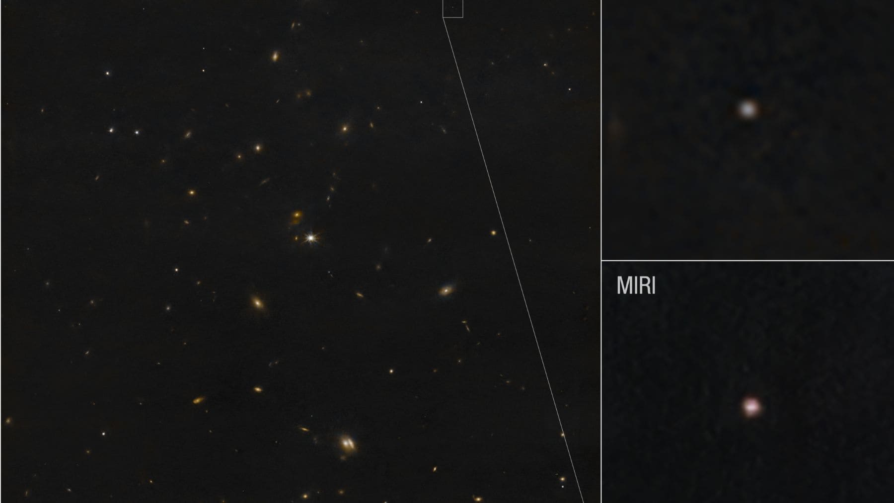 Imagen del asteroide 2024 YR4 captado por el telescopio James Webb con instrumentos NIRCam y MIRI.