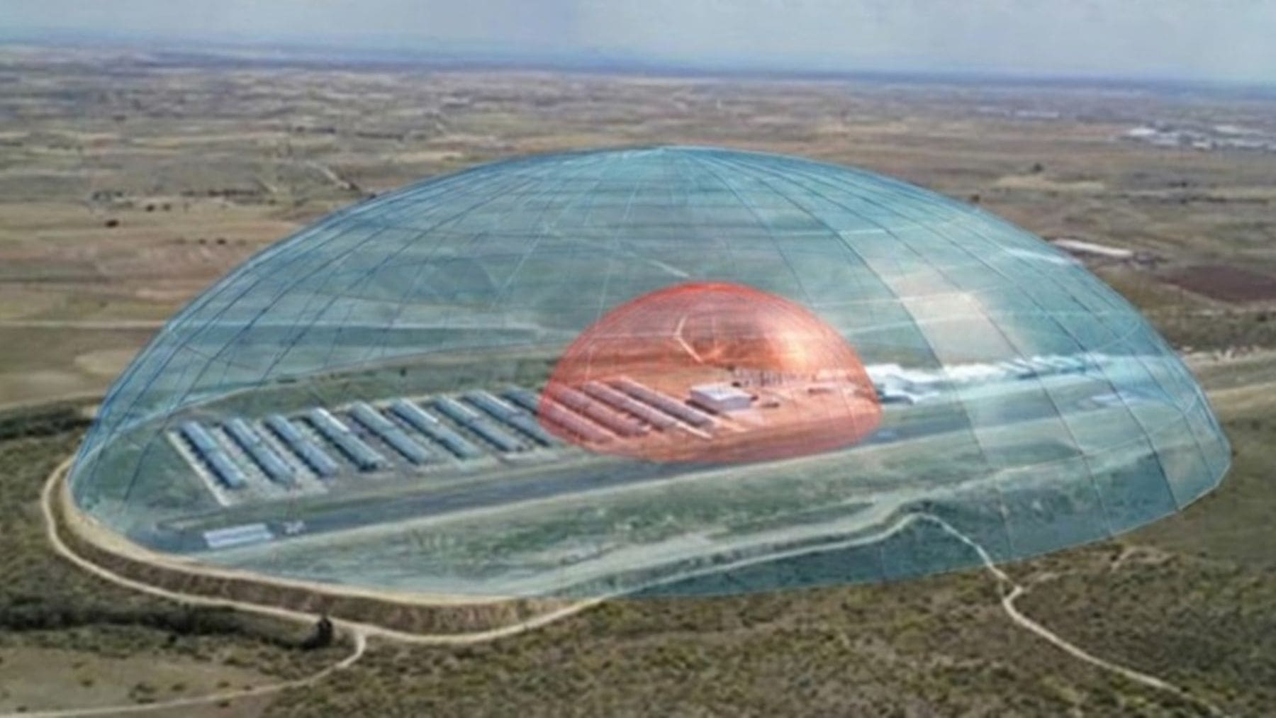 Cúpula virtual de seguridad Domus Sentinela de Sentitech sobre aeródromo protegiendo 40 hectáreas frente a drones.