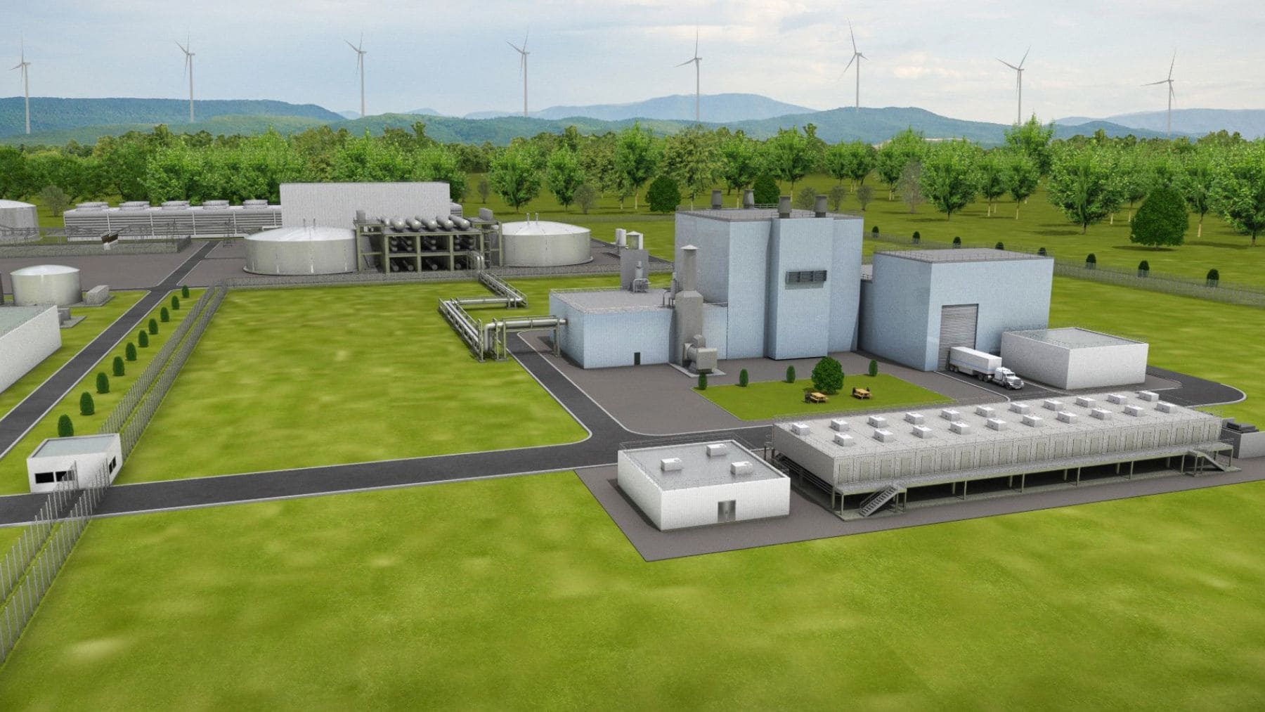 Render de la central nuclear Natrium de TerraPower, el reactor avanzado de sodio impulsado por Bill Gates en Wyoming.