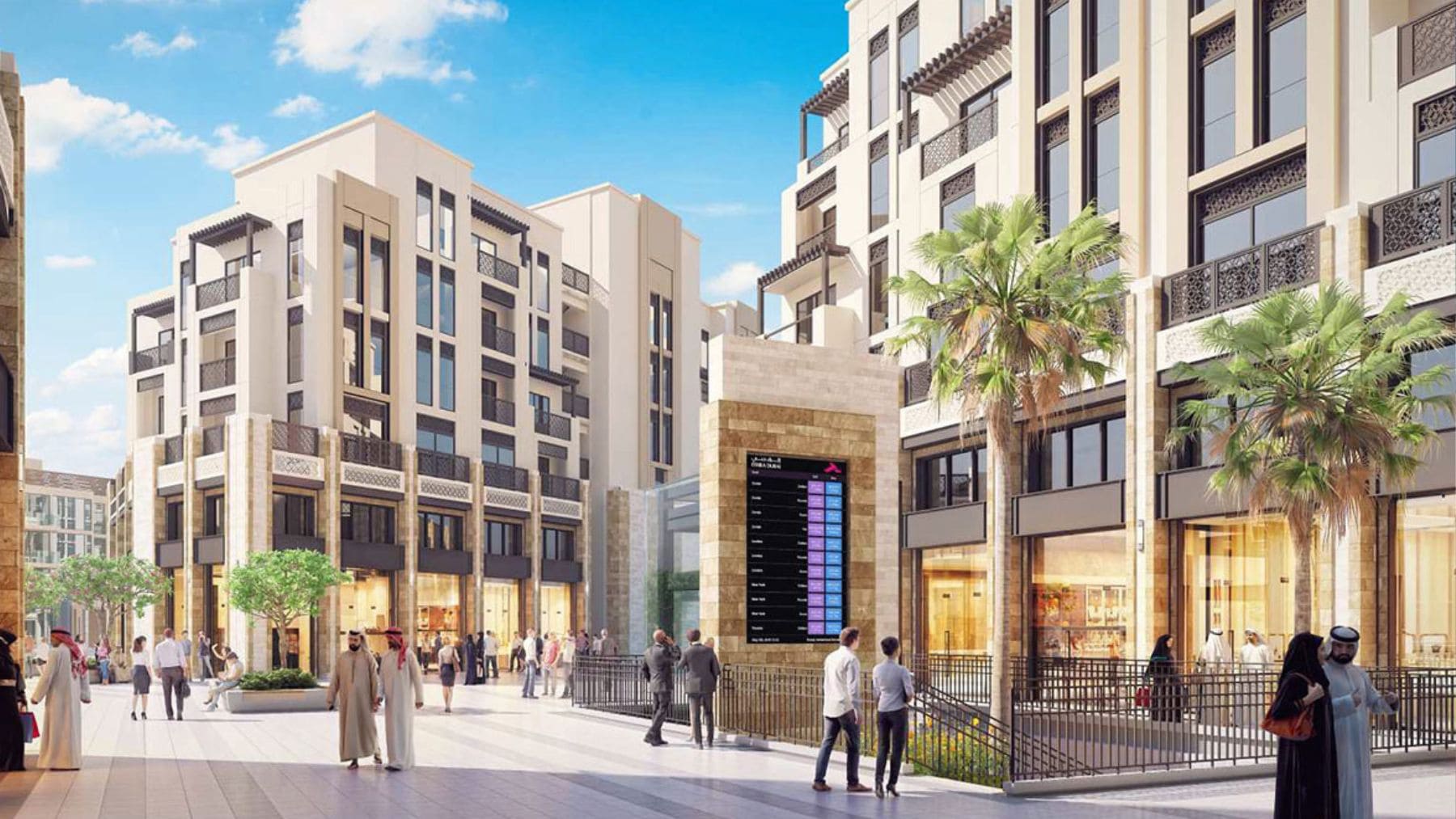 Render del Dubai Gold District en Deira, el nuevo distrito comercial donde Dubái planea una calle construida con oro.