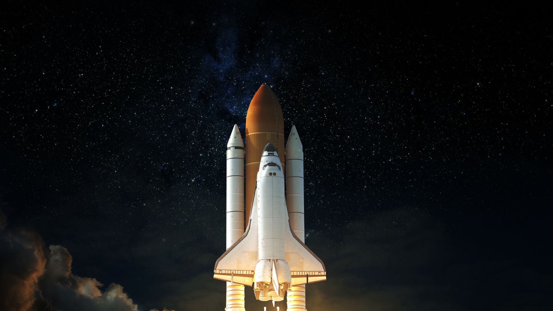 Transbordador espacial en lanzamiento representando una misión de la ESA tras recuperar el satélite Proba-3.