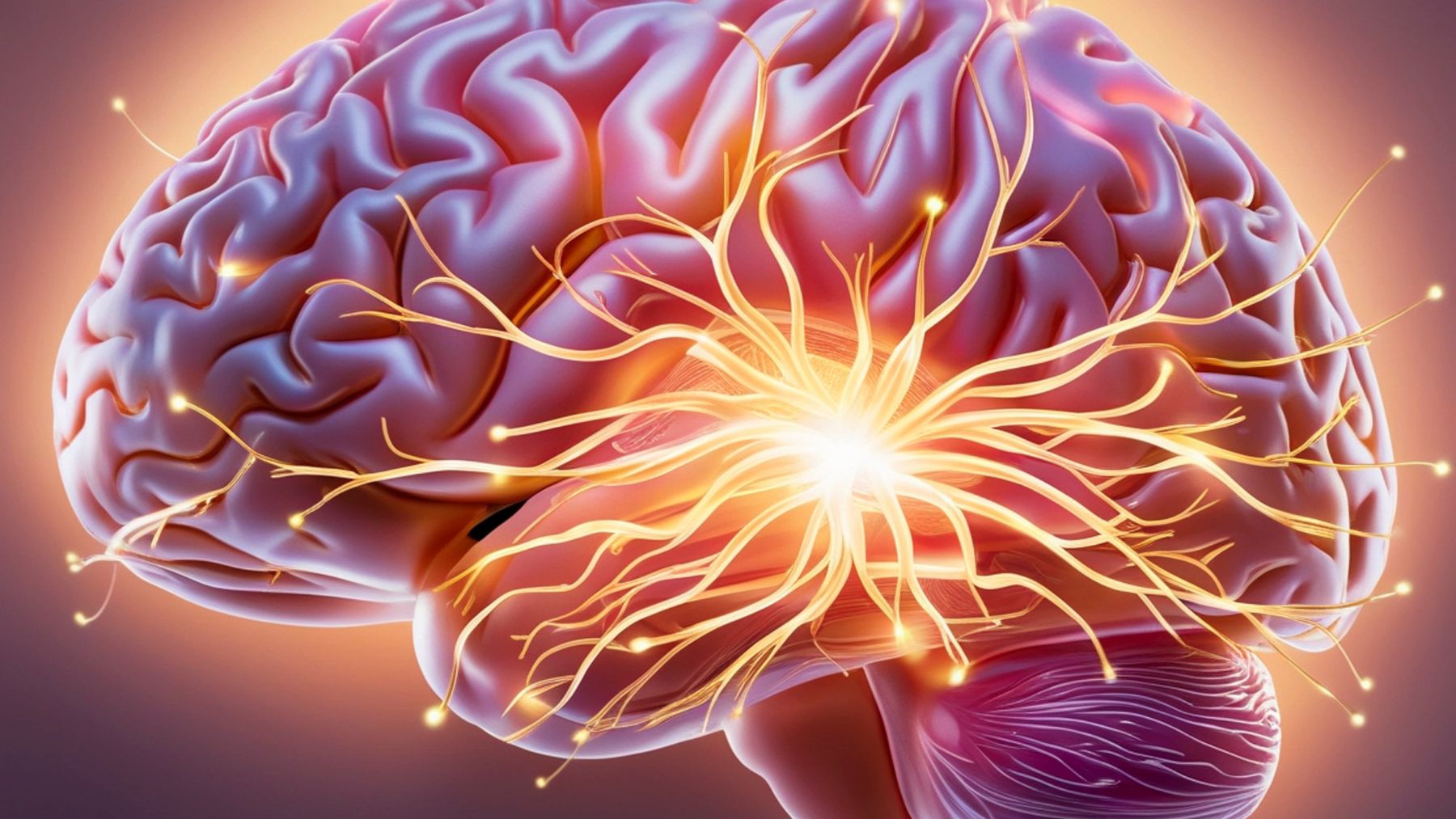 Cerebro humano con conexiones neuronales activas que representan los efectos de la gratitud en la actividad cerebral.