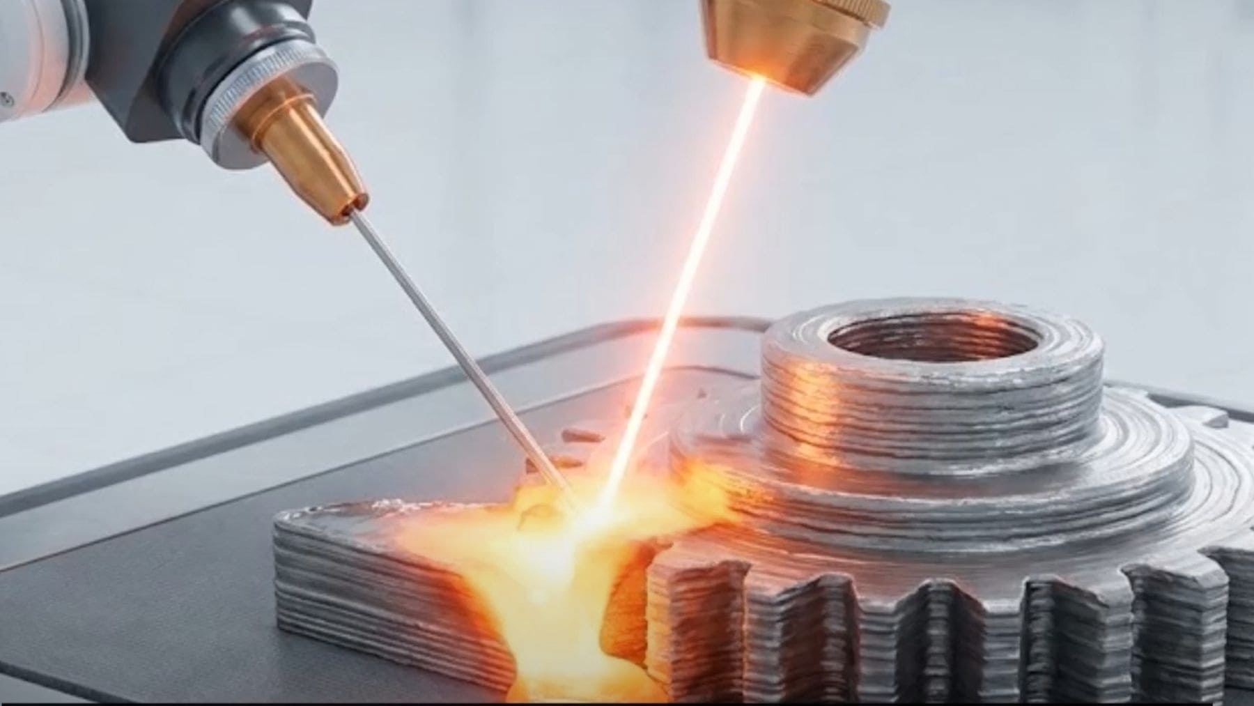 Impresión 3D con láser de una pieza metálica de carburo de tungsteno, uno de los materiales más resistentes usados en la industria.