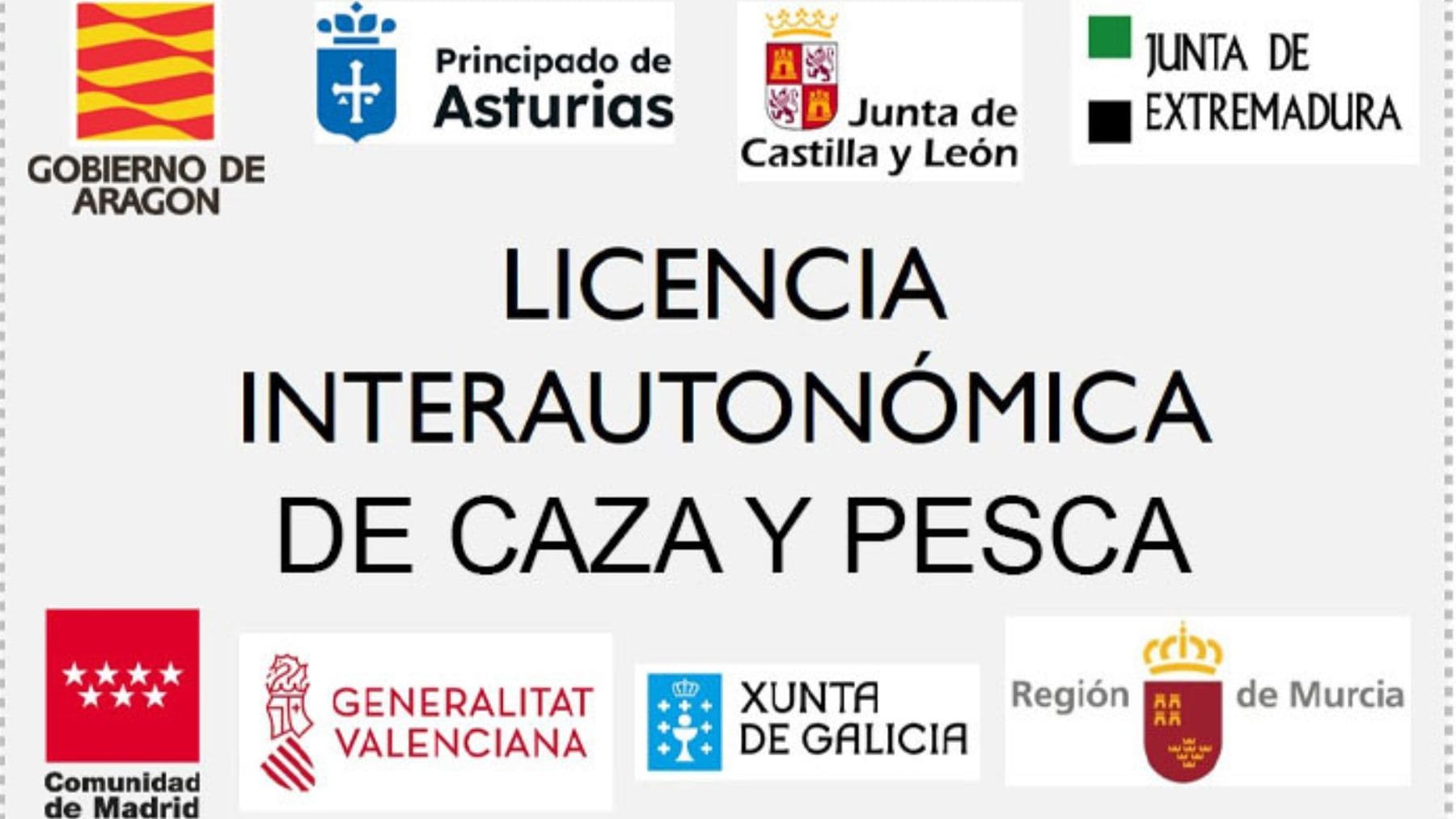 Licencia interautonómica de caza y pesca en España con las comunidades autónomas incluidas en el convenio.