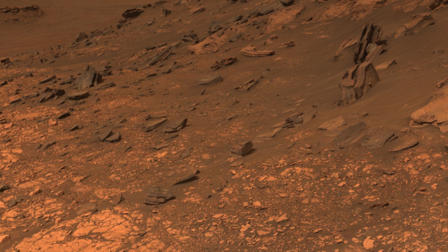 Paisaje del cráter Jezero en Marte captado por el rover Perseverance donde la NASA ha detectado un antiguo delta oculto.