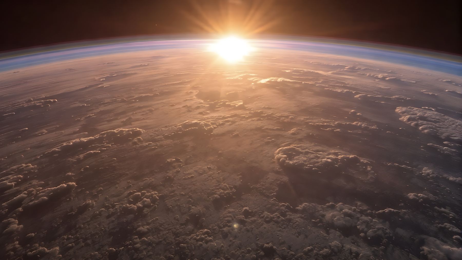 Salida del Sol sobre la Tierra vista desde el espacio, ilustrando el aumento progresivo de su luminosidad.