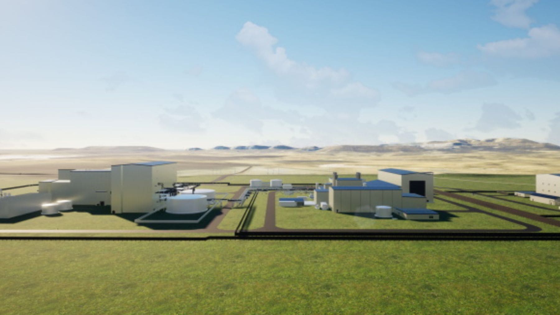 Recreación de la central nuclear Natrium de TerraPower, el reactor avanzado con sodio impulsado por Bill Gates que se construirá en Kemmerer.