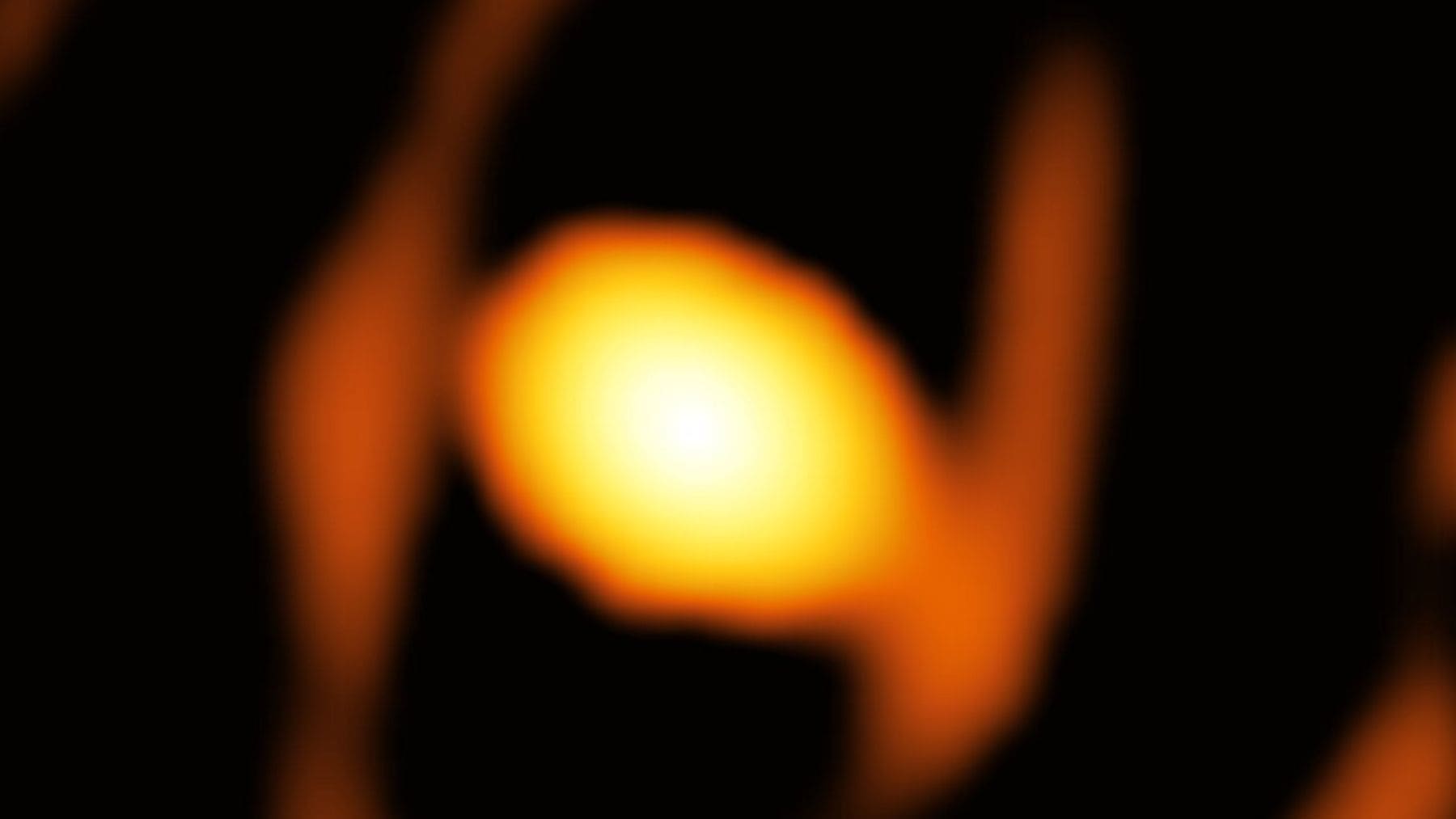 Imagen del telescopio VLTI que muestra la estrella WOH G64 rodeada de polvo, una supergigante roja inestable.