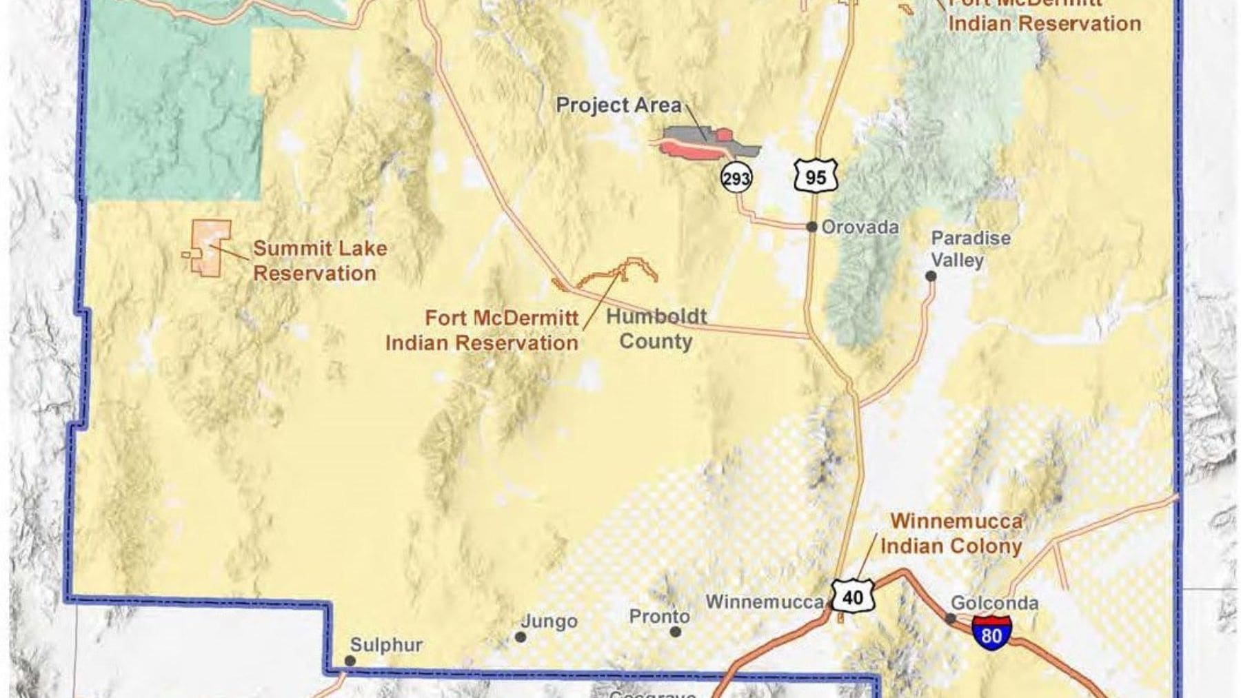 Mapa del yacimiento de litio en la caldera McDermitt entre Nevada y Oregón en Estados Unidos.