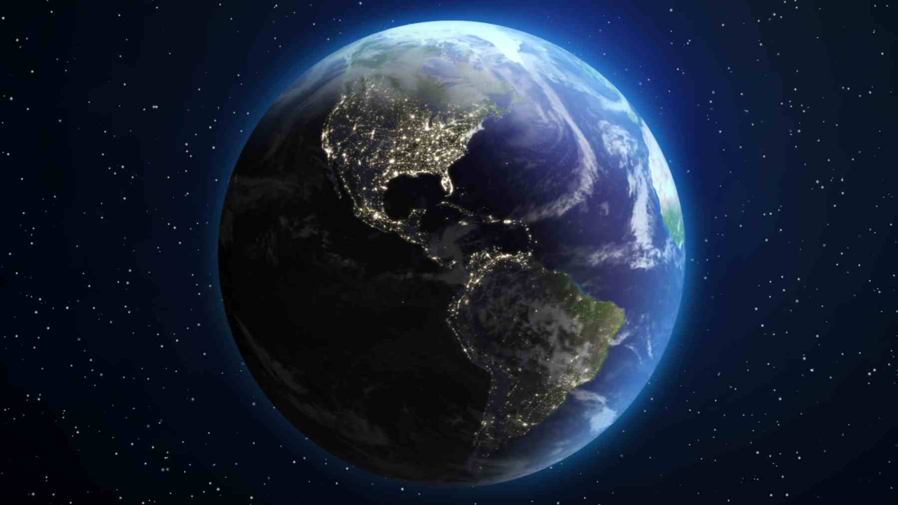 Representación de la Tierra mostrando su campo magnético y el escudo frente a la radiación solar en el espacio