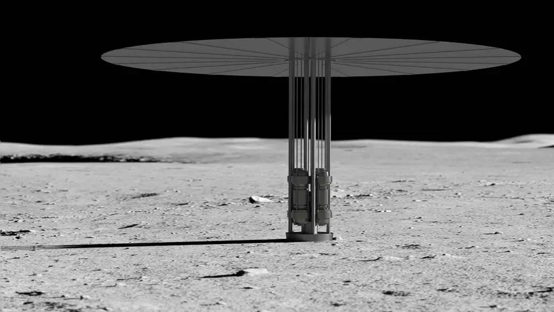 Reactor nuclear de la NASA en la superficie de la Luna para generar energía en bases espaciales.