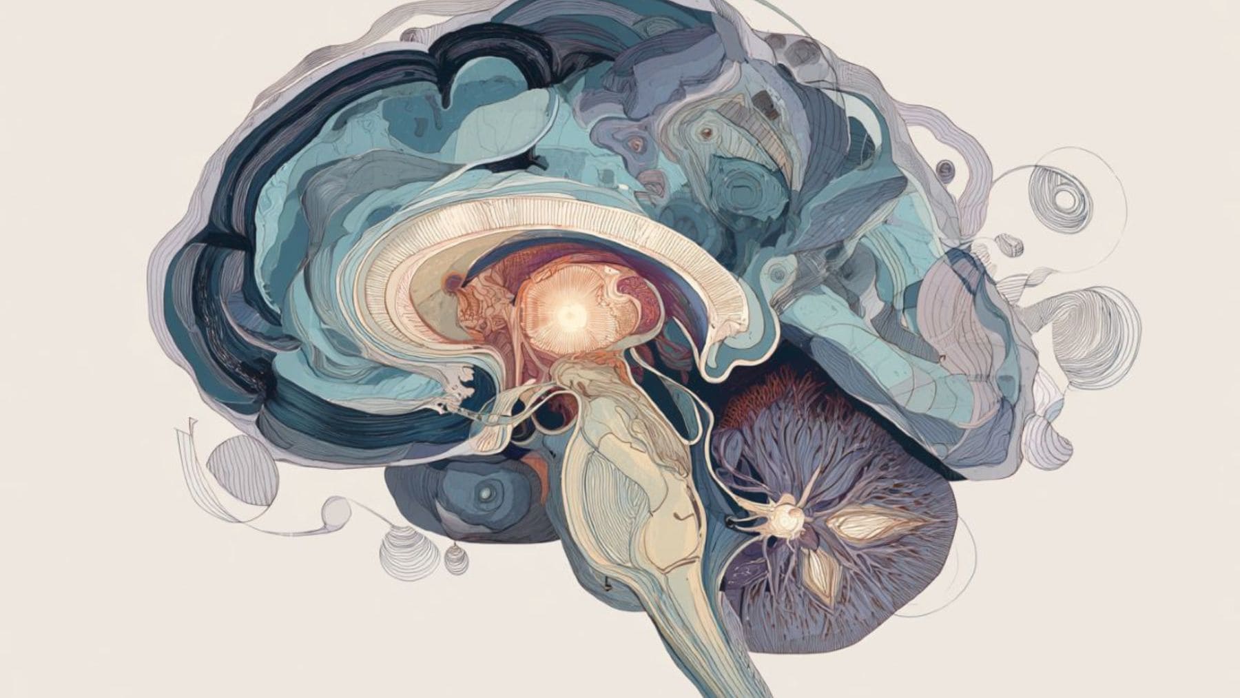 Ilustración del cerebro humano destacando la amígdala, relacionada con el miedo, el estrés y la vulnerabilidad emocional.