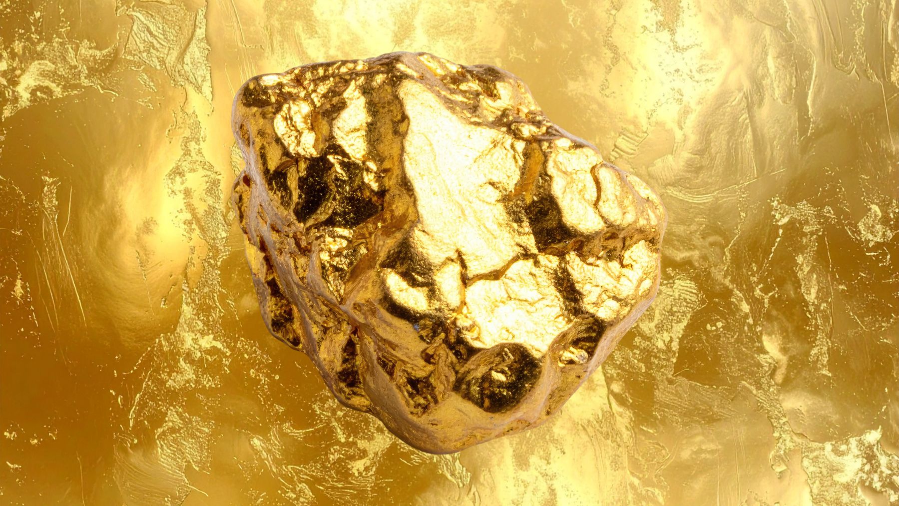 Pepita de oro representando la formación del oro en el manto terrestre bajo zonas de subducción volcánica.