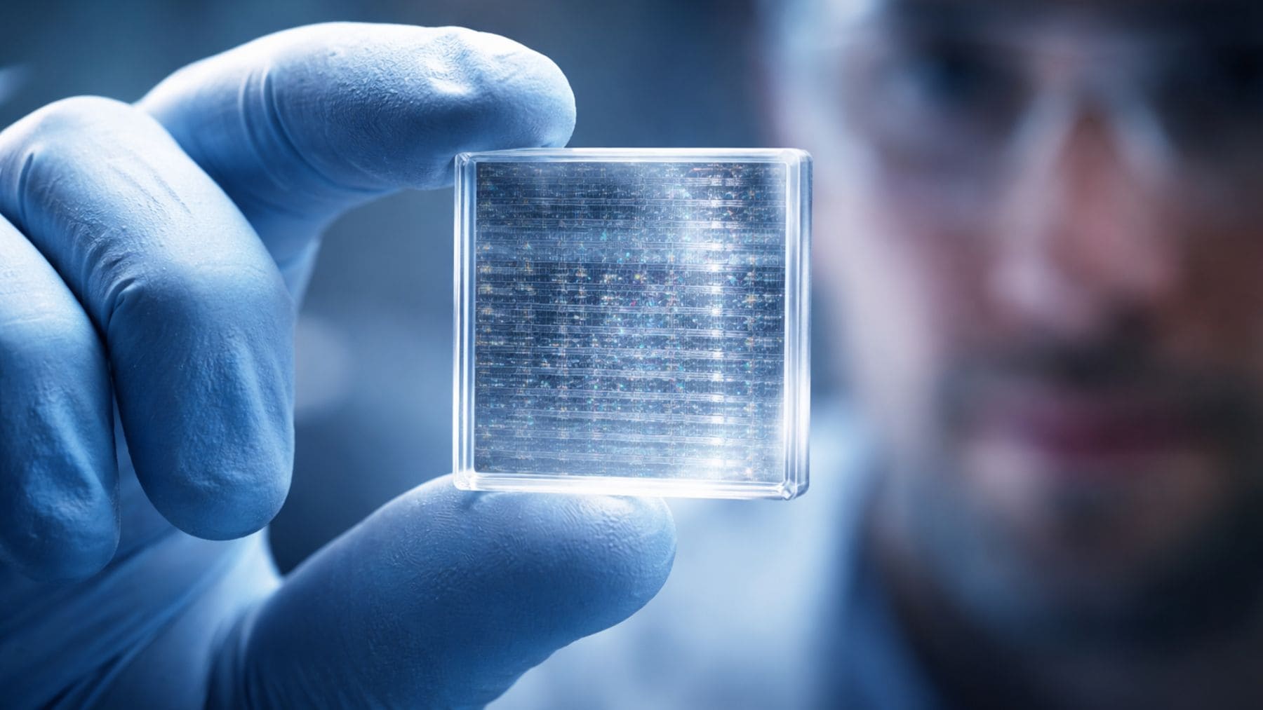 Cristal de cuarzo con datos almacenados durante 10000 años desarrollado por Microsoft Project Silica.
