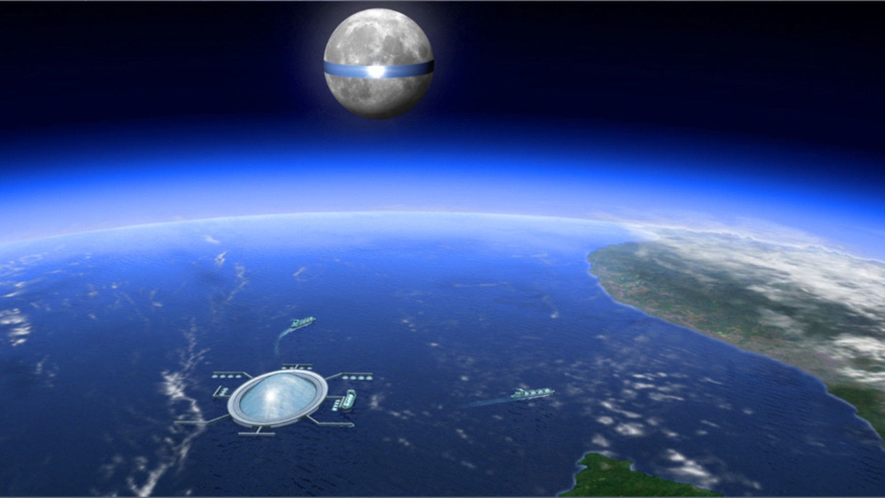 Anillo solar alrededor de la Luna enviando energía a la Tierra proyecto Luna Ring de Japón.