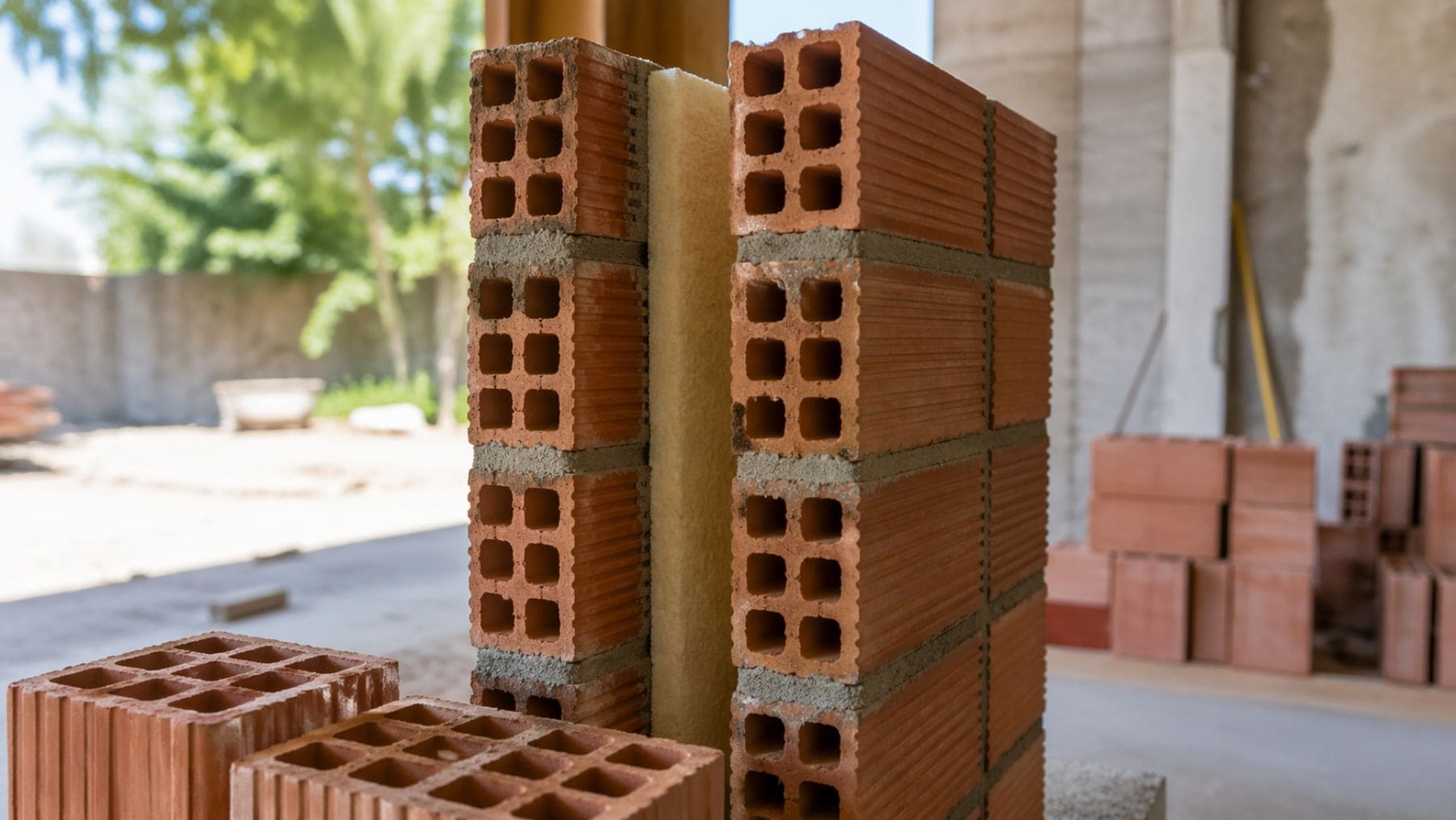 Ladrillo de doble pared con cámara de aire para mejorar la inercia térmica y reducir el calor en viviendas.
