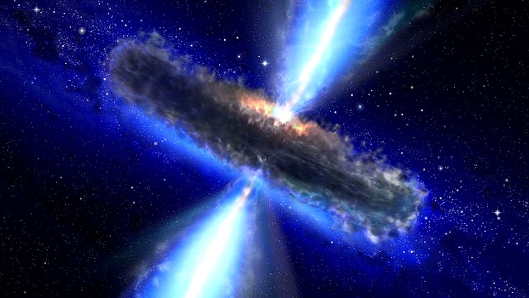 Cuásar APM 08279 con enorme nube de vapor de agua cerca de un agujero negro supermasivo en el universo.