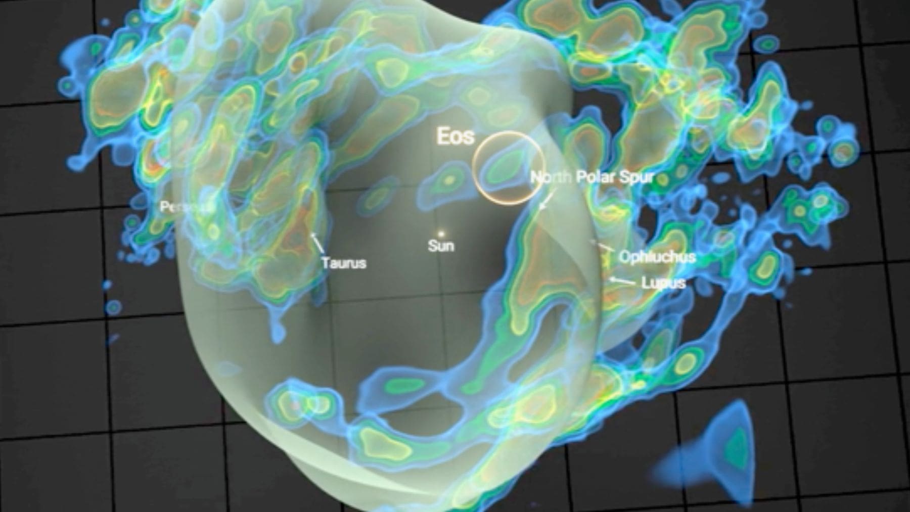 Nube molecular Eos cerca del Sistema Solar detectada en ultravioleta con gran masa espacial.